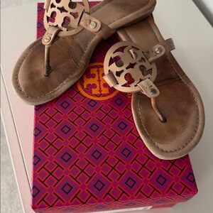 Tory Burch miller sandals with box - vintage vachetta